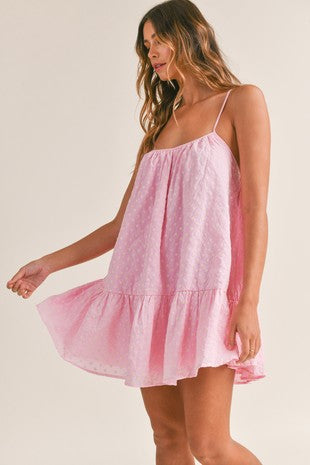 FLORAL EMBROIDERY RUFFLE HEM MINI DRESS
