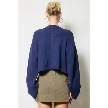 Button Down Cardigan - Navy