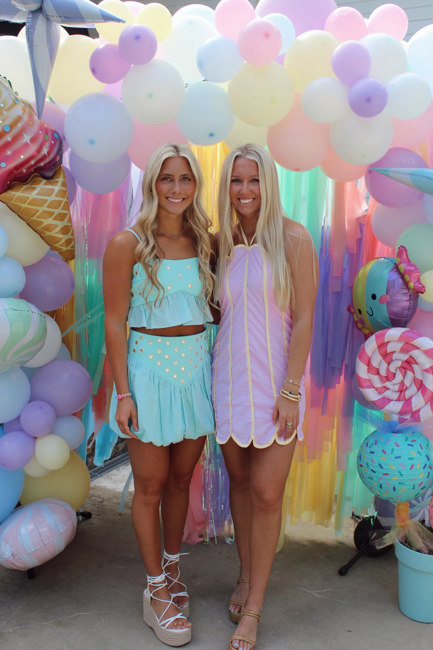 Pink and Yellow Scalloped Dress