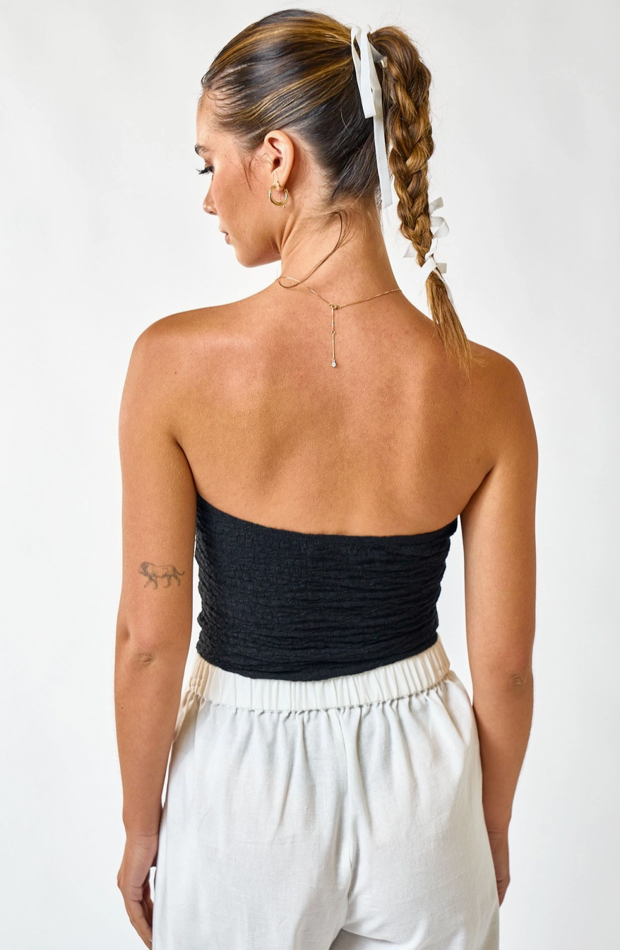 Kelly Black Strapless Bodysuit