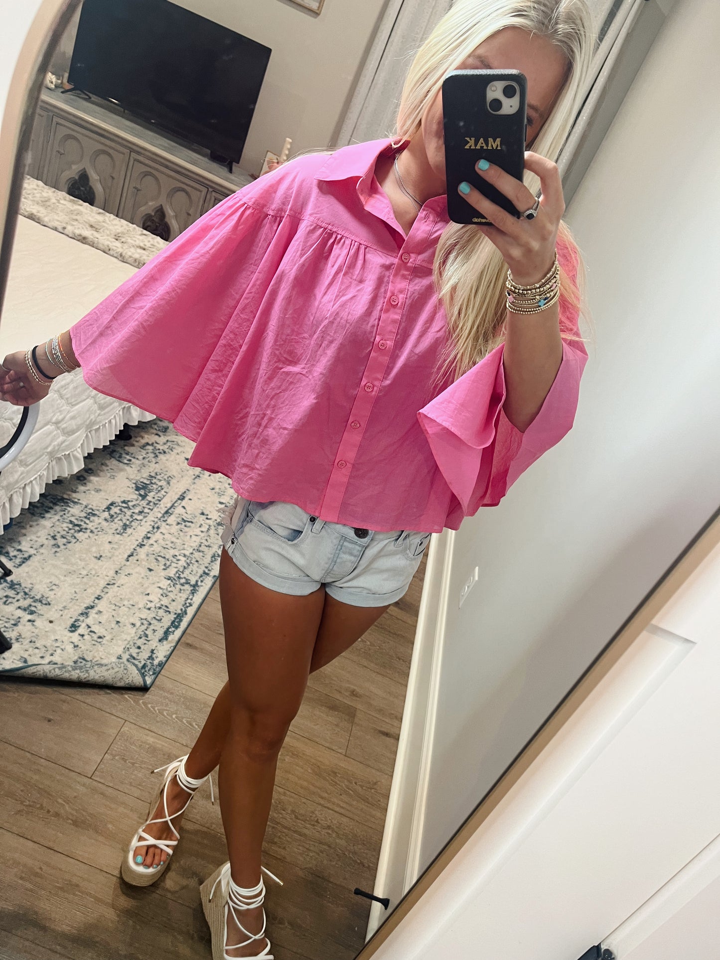 Karlie Pink Button Down