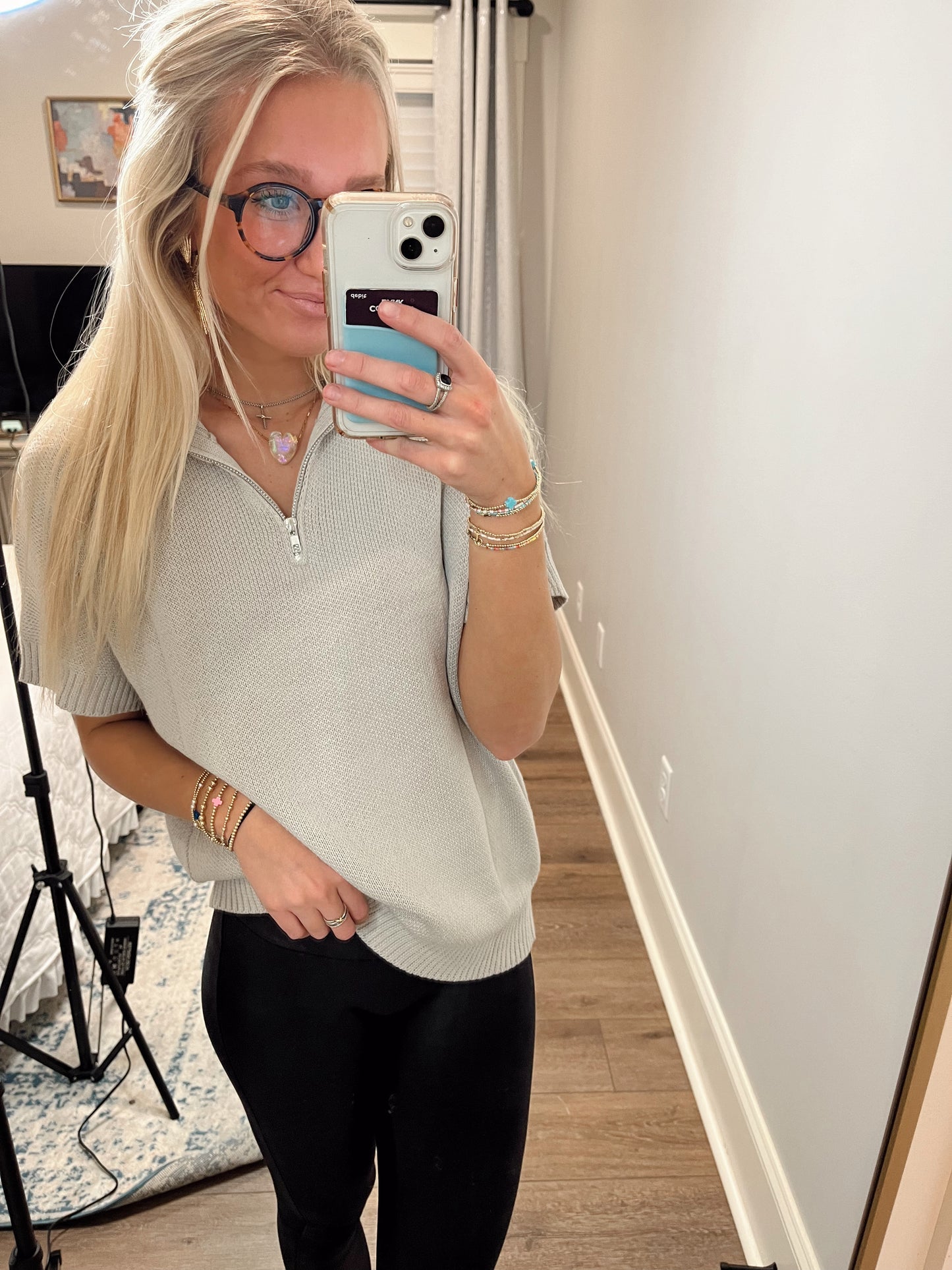 Saylor Quarter Zip Sleeveless Sweater