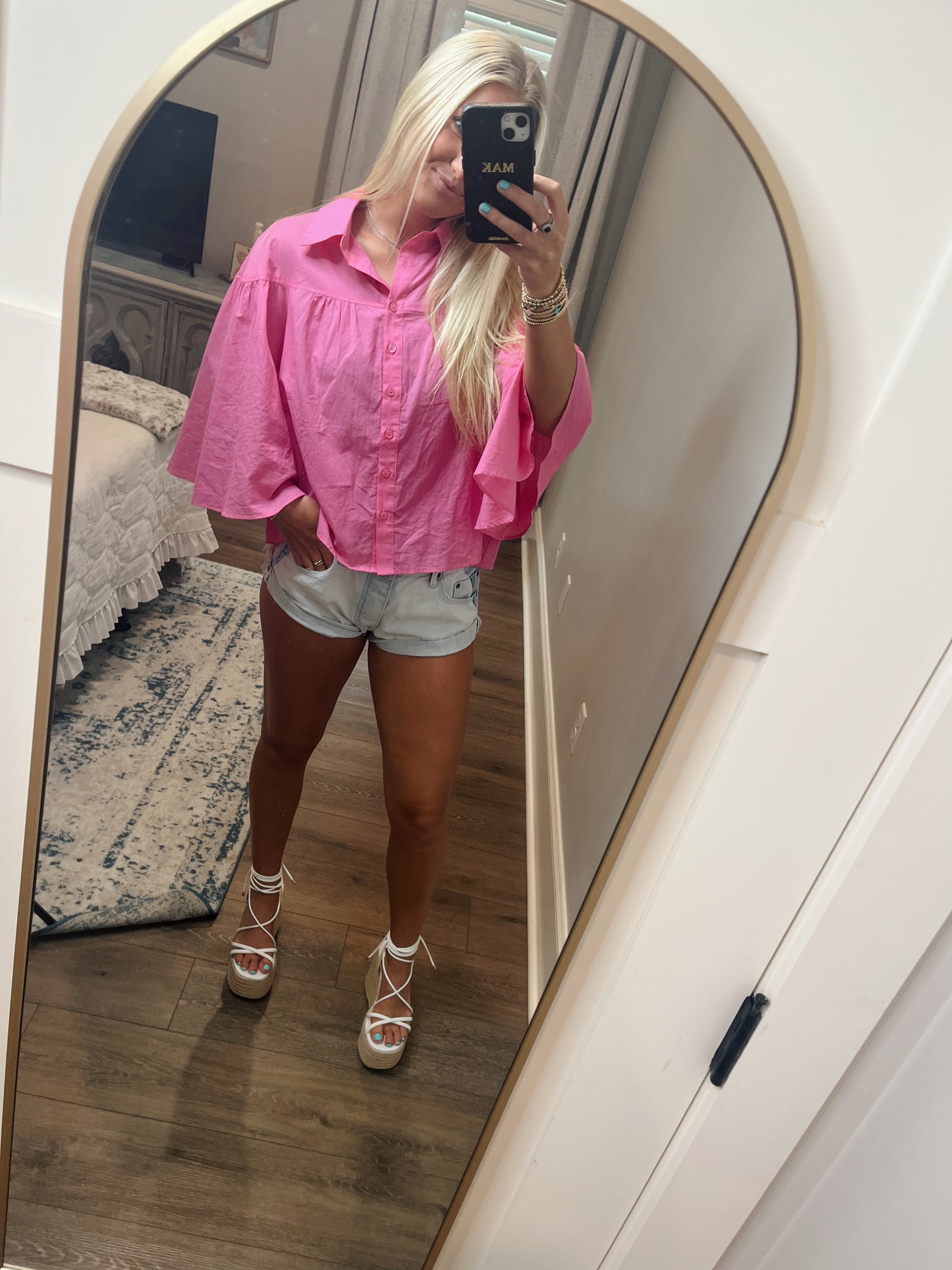 Karlie Pink Button Down