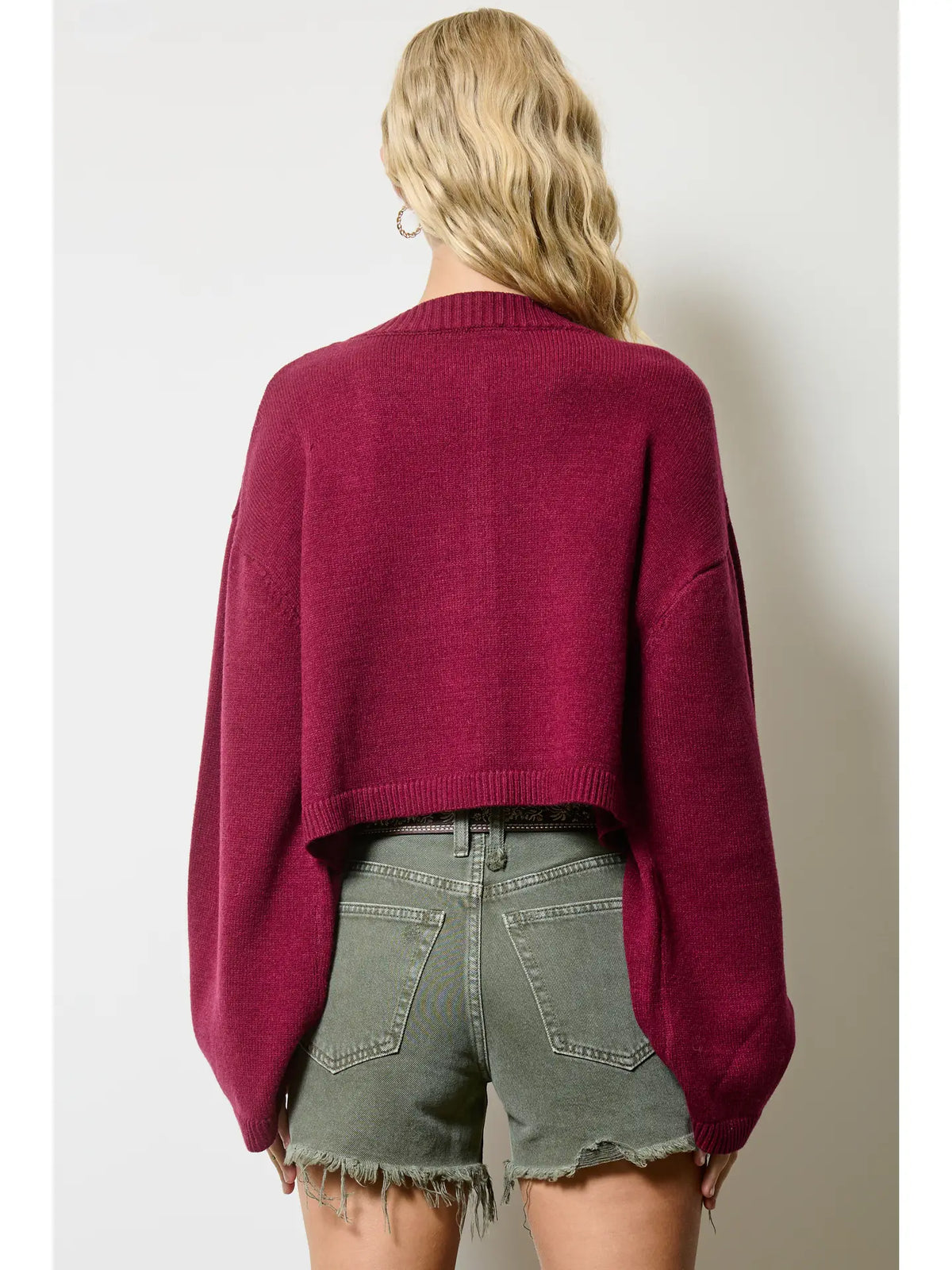 Button Down Cardigan - Burgundy