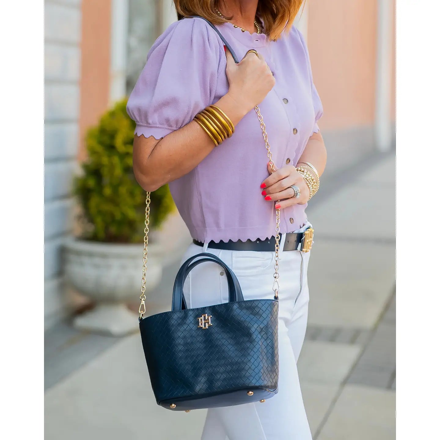 Maren Mini Tote Woven Navy - Caroline Hill