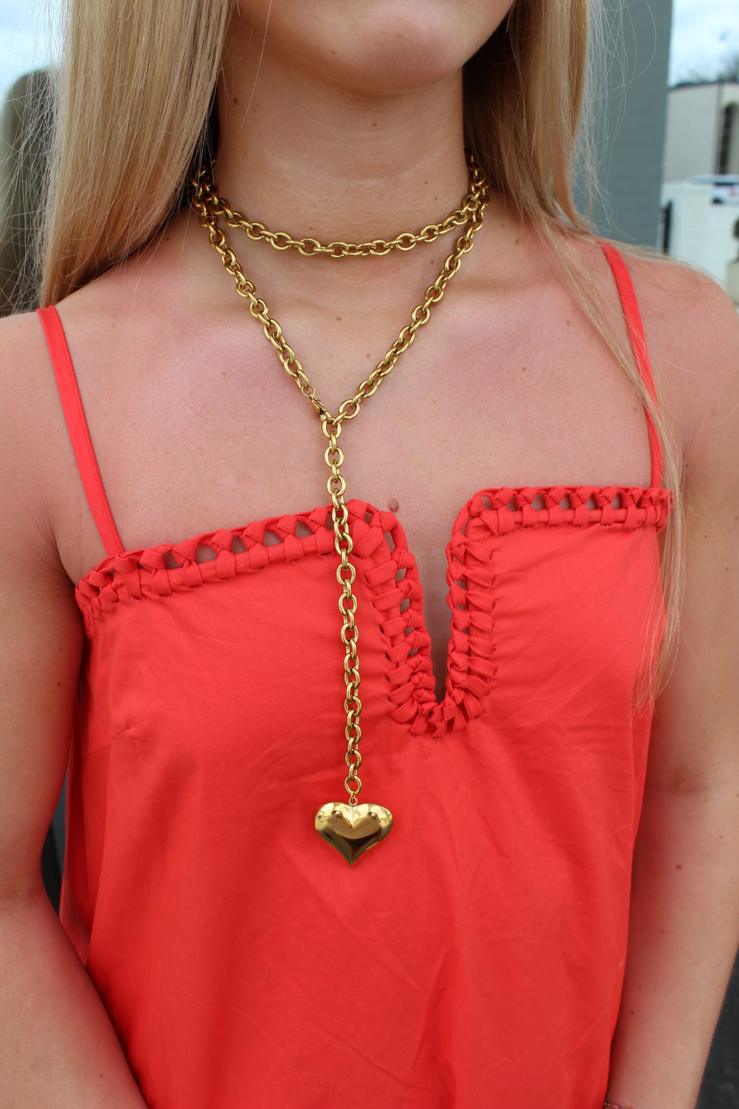 XL WRAP AROUND HEART NECKLACE - Gold