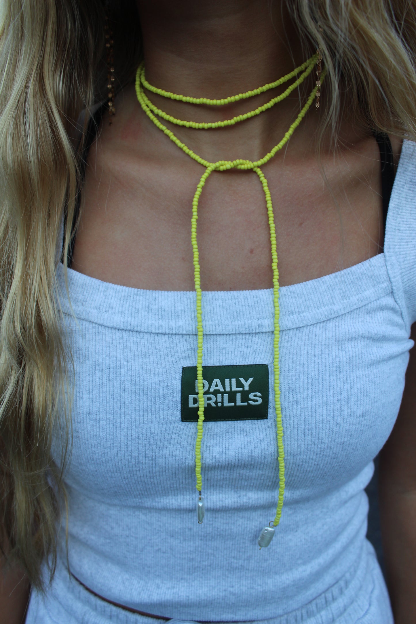 Yellow Beaded Wrap Necklace