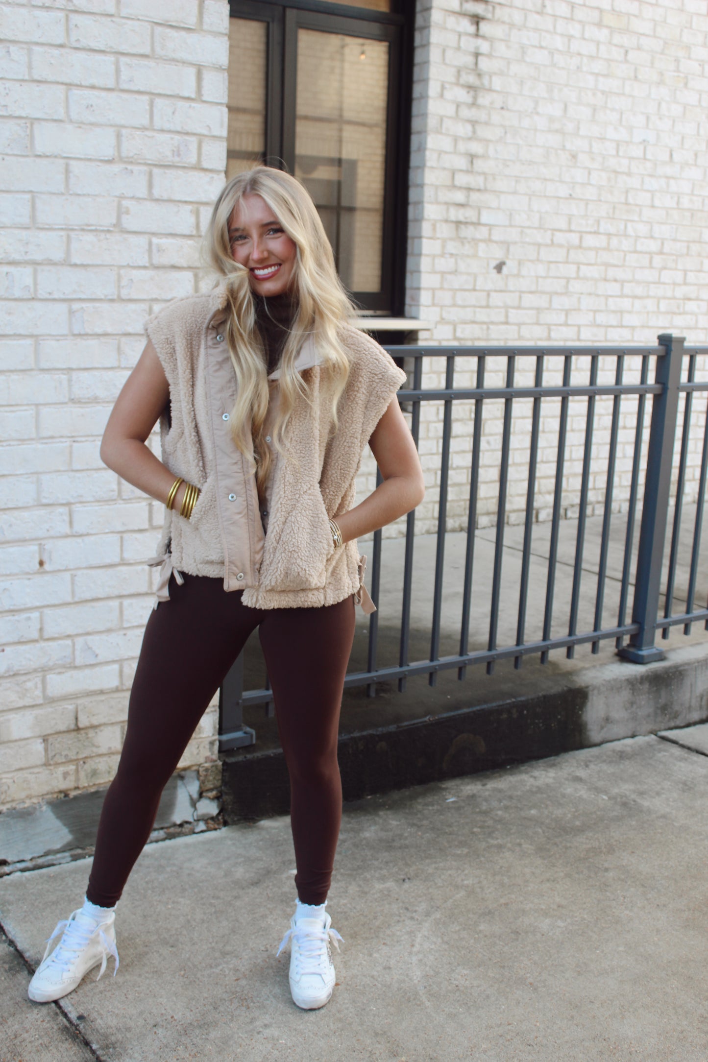 Karlie Oversized Sherpa Vest - beige