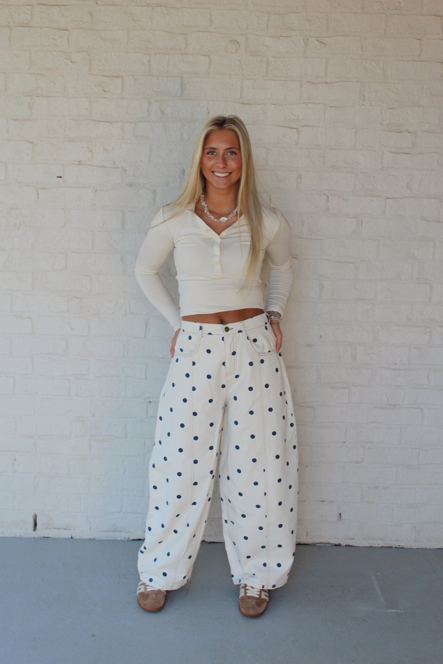 Margo Barrel Jeans - cream/navy