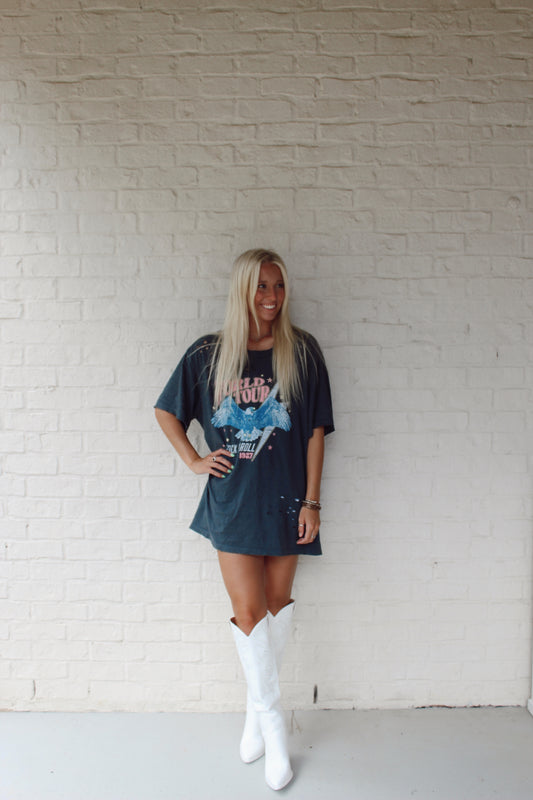 World Tour Rock N Roll Vintage Oversized Tee