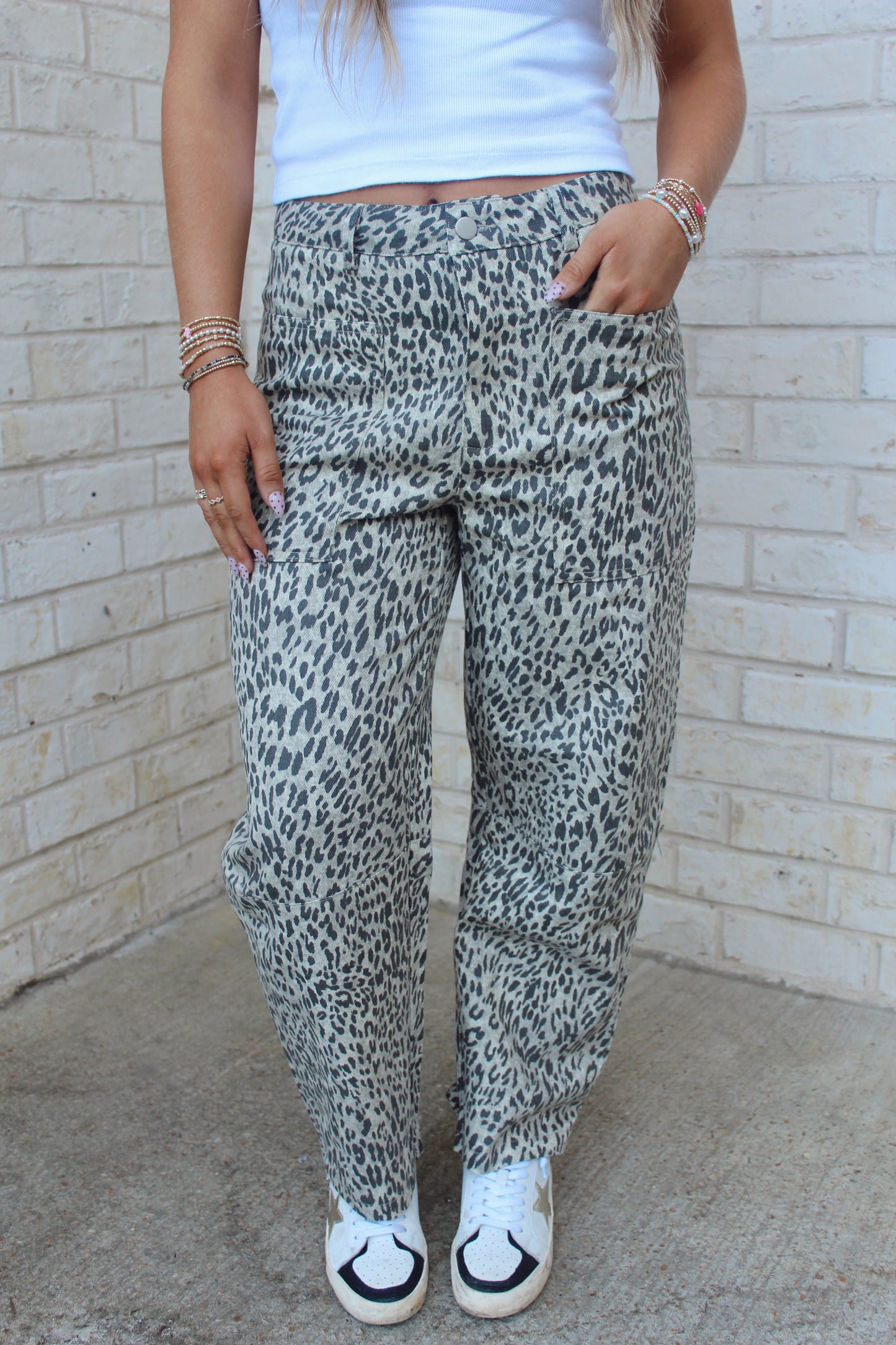 Lacie Leopard Print Barrel Jeans