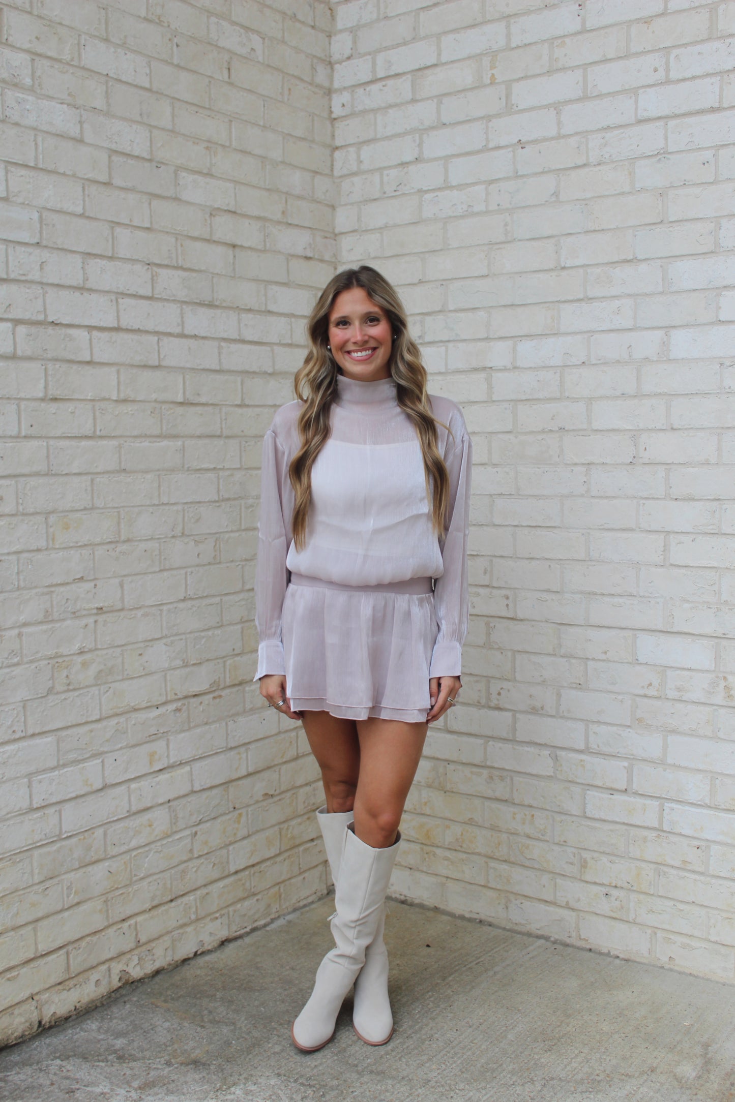 Gracie Mock Neck Pleated Skirt Set