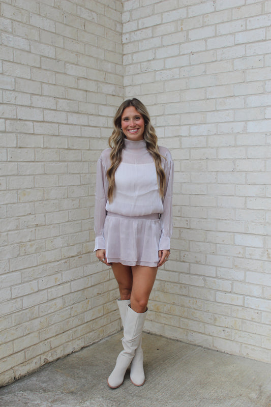 Gracie Mock Neck Pleated Skirt Set