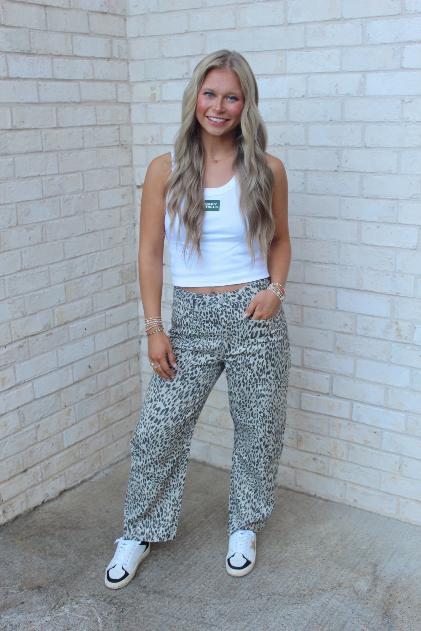 Lacie Leopard Print Barrel Jeans