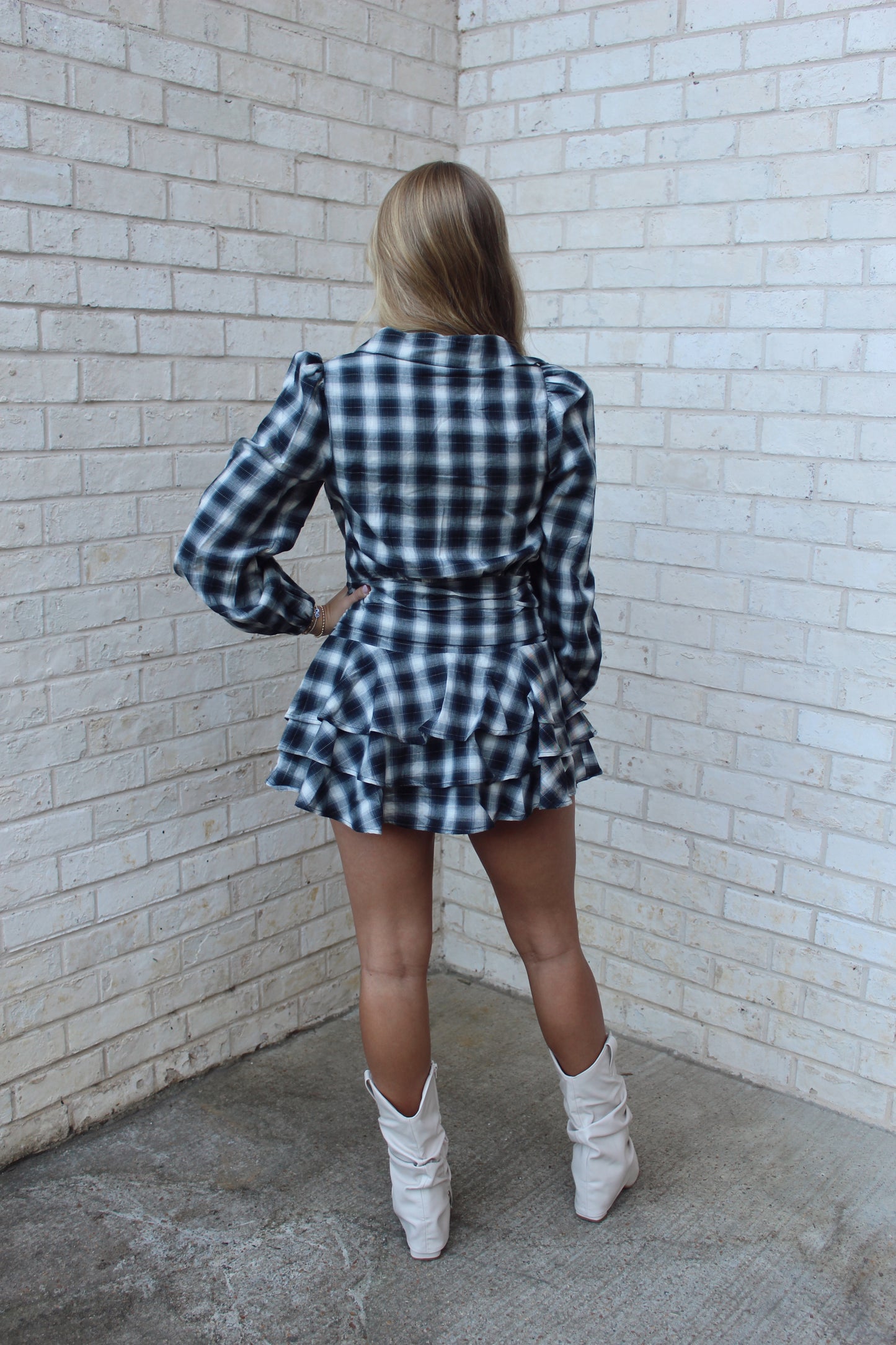 Skylar Plaid Ruffle Mini Dress