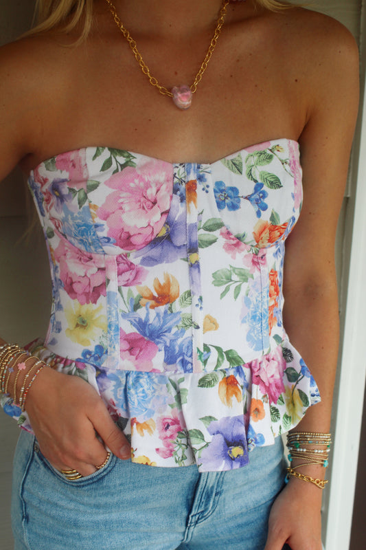 Aria Floral Denim Top