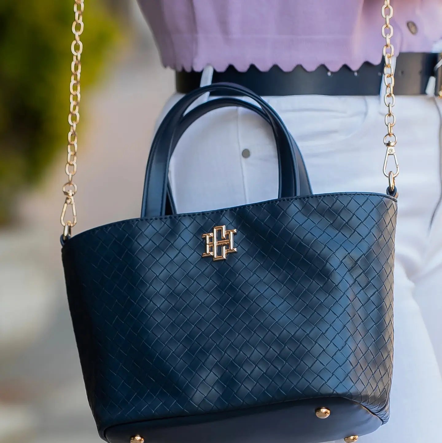 Maren Mini Tote Woven Navy - Caroline Hill