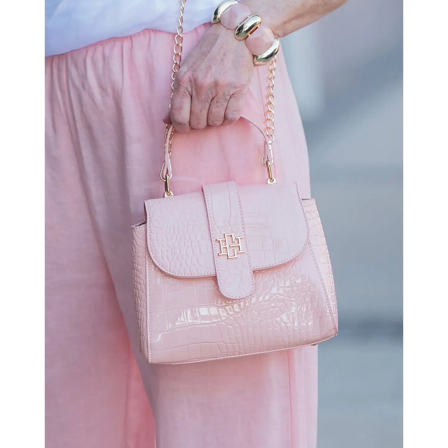 Tucker Handbag Blush Patent - Caroline Hill